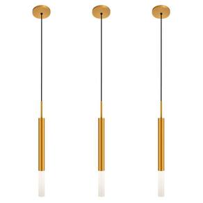 Kit 3 Luminárias De Teto Pendente Tubo Difusor Sala Dourado