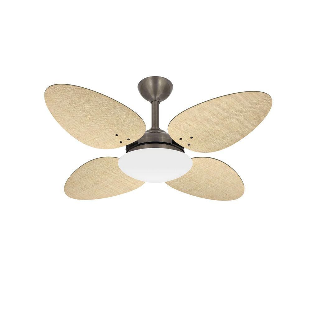 Ventilador Teto Trevo Bronze 4 Pás Palha Quarto Ventax 110V