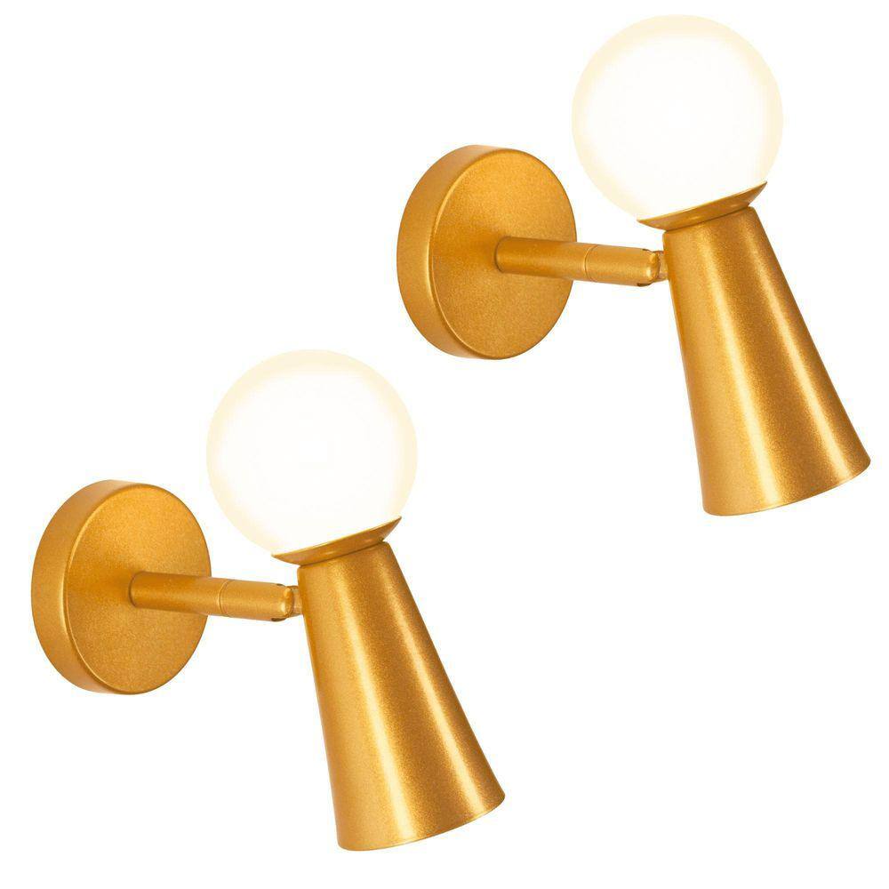 Kit 2 Luminárias Arandela Parede Globo Articulada Dourado