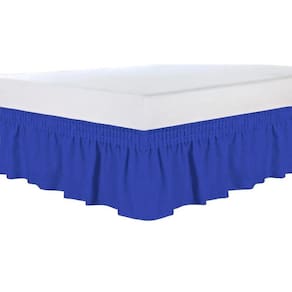 Saia Box C/Duplo Elástico P/Cama Casal Queen/King Azul Royal