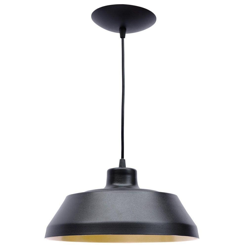 2X Pendente Prato Poptem Bedd Aluminio Preto E Dourado