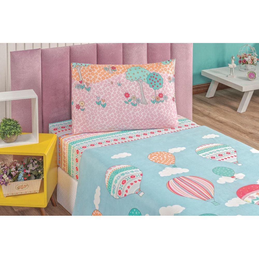Roupa Cama Solteiro 3 Peças Micro Percal 150 Fio Balão