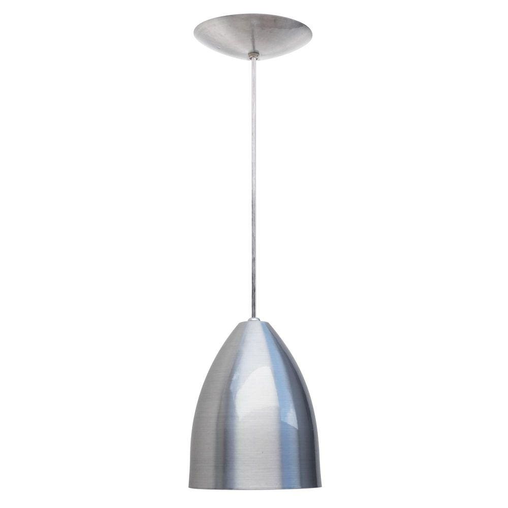 2X Pendente Soft Poptem Cone Aluminio Escovado E Branco