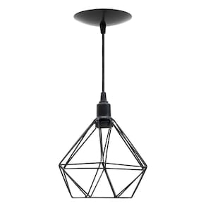 2X Pendente Aramado Poptem Diamante Pequeno Preto