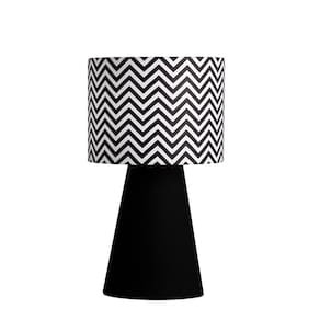 Abajur Elegance Poptem Tecido Estampado Preto E Chevron