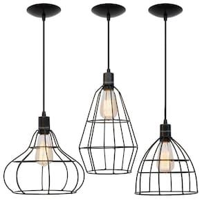 Pendente Trio Aramado Poptem Veneza Lâmpada St58 220V Preto