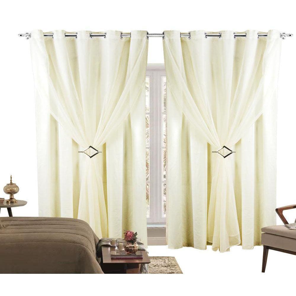 Cortina Microfibra Com Voil Sala Ou Quarto 4,00M X 2,50M