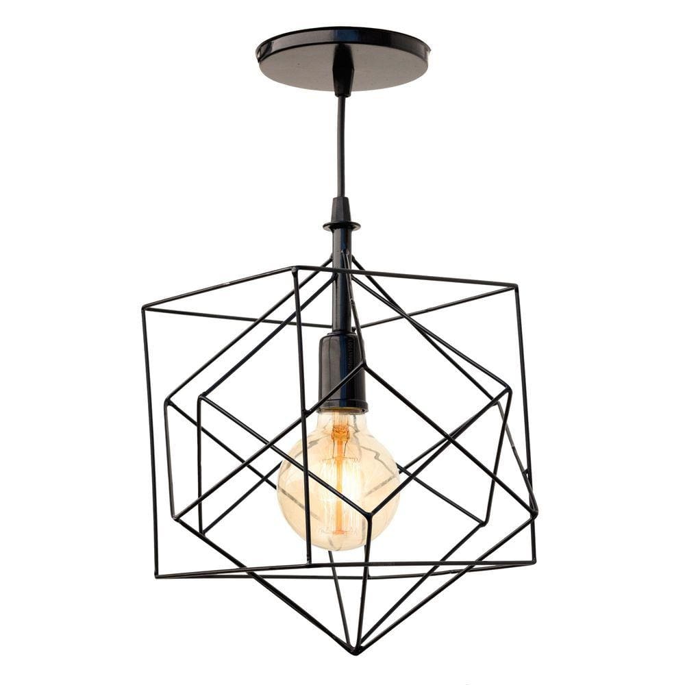 Pendente Aramado Poptem Cubic Preto