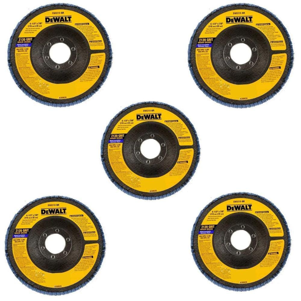 Kit 5 Discos Flap 180 X 22,23Mm Gr80 Dewalt Dw8324P