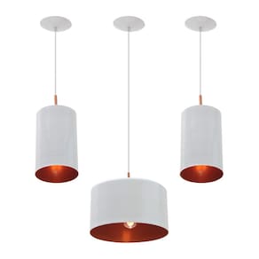 Pendente Trio Bilboquê Poptem Sling Aluminio Branco E Cobre