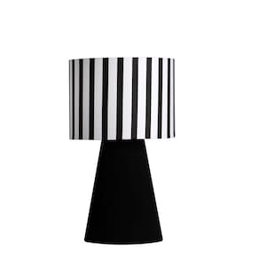 3X Abajur Elegance Poptem Tecido Estampado Preto E Listras