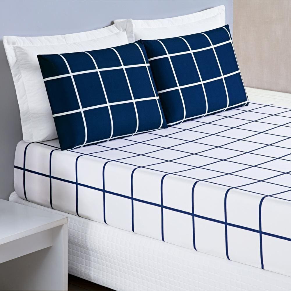 Jogo Cama Lençol Brooklyn Solteiro 2Pçs Azul Marinho