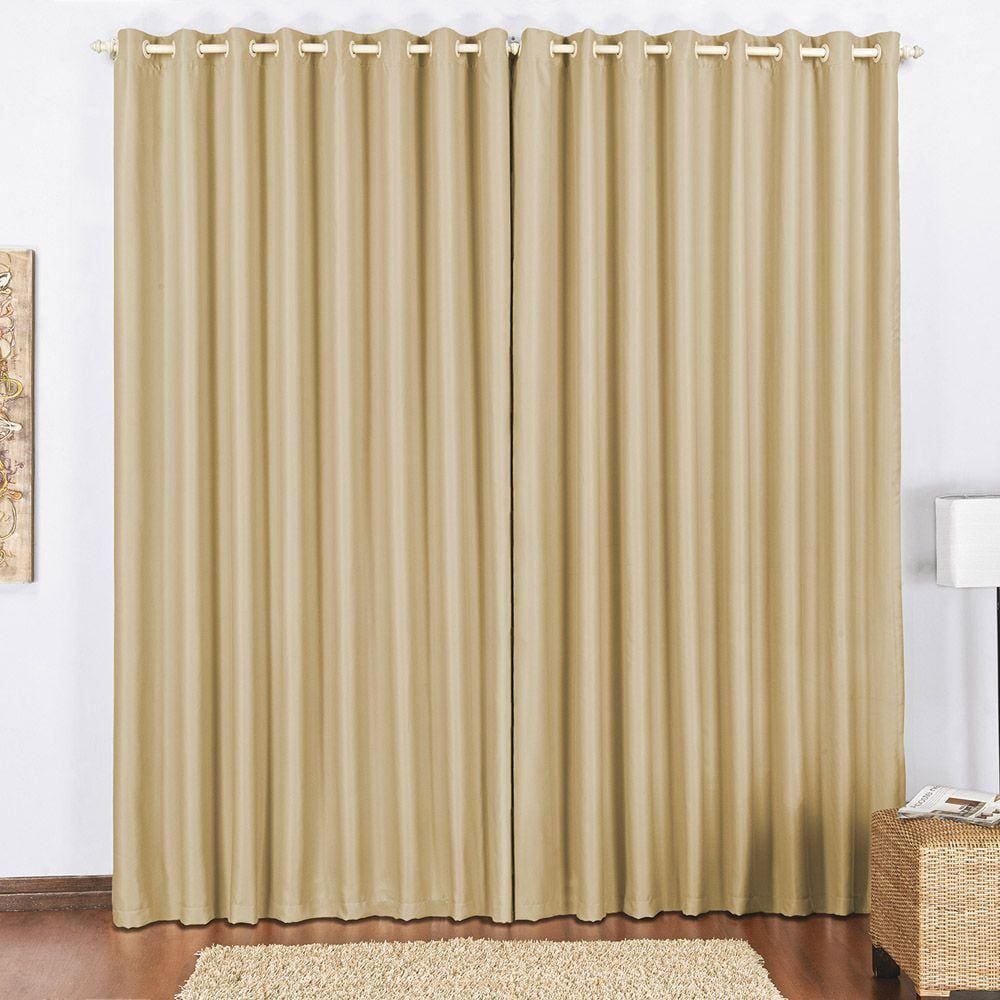 Cortina Block Blackout Trilho Comum Tecido 2,00X1,70M Avelã