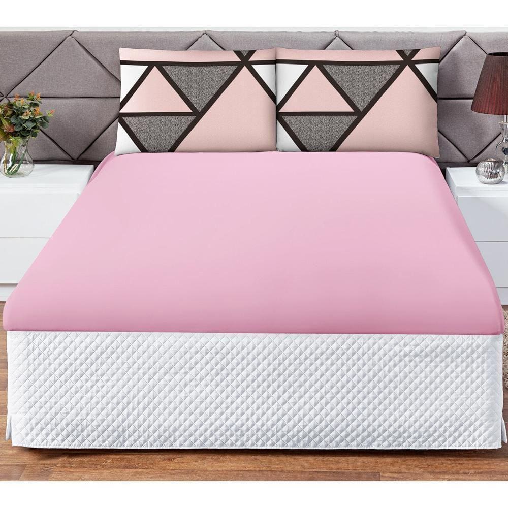 Jogo Cama Lençol Shine Queen 3Pçs Geométrico Rosa