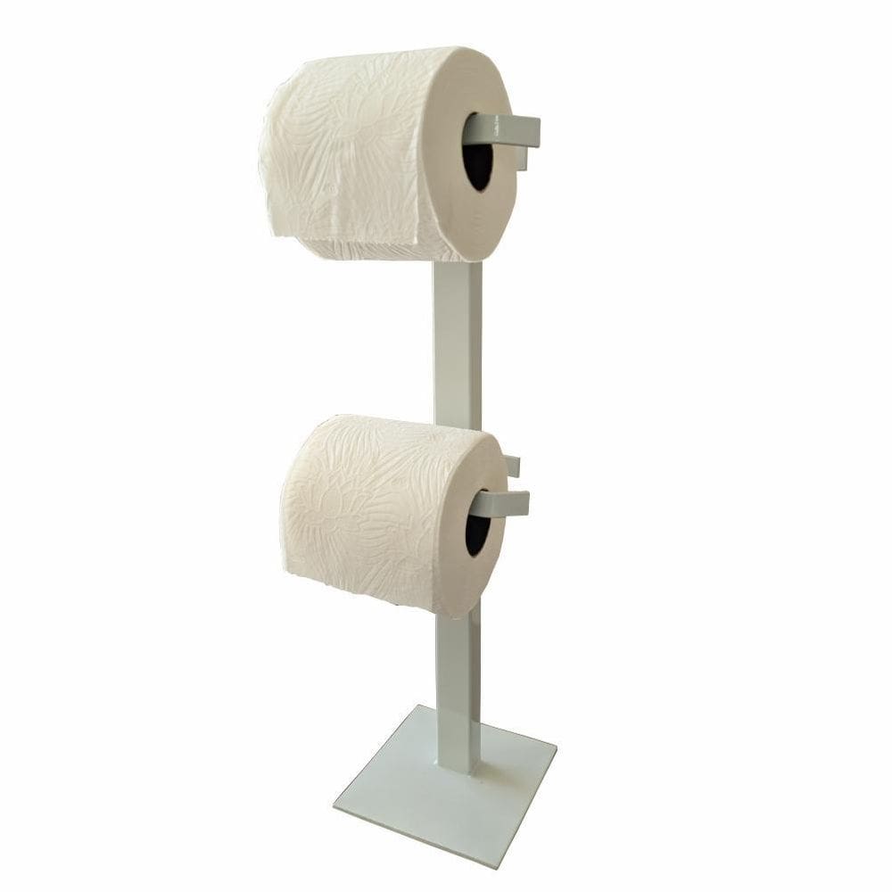 Porta Papel Higiênico De Chão Papeleira Dupla Branco Brilho