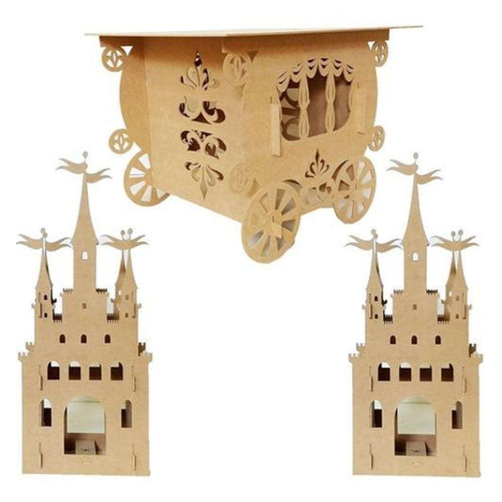 Kit Mdf Cru Mesa Carruagem Cubos Castelo
