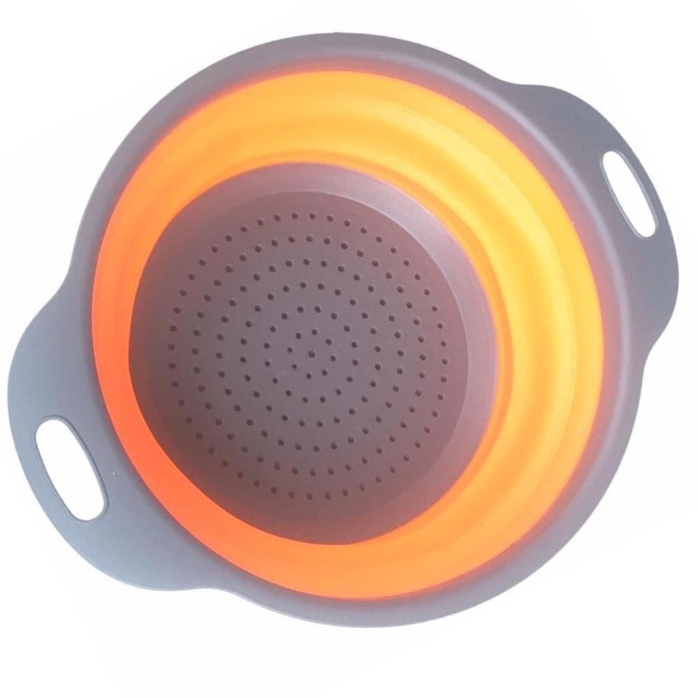 Escorredor Alimentos Massas Retrátil Silicone Laranja 30Cm