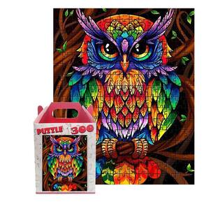 Quebra-cabeça MDF Coruja Colorida 300 peças