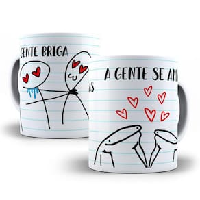 Caneca Divertida Flork A Gente Briga Mais Se Ama+ Chaveiro