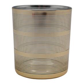 Castiçal De Vidro 7,8Cm Dourado Laser Mirror