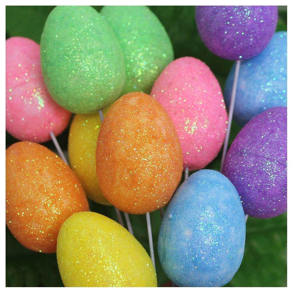Enfeite Decorativo Ovo De Páscoa 24 Unidades Com Haste
