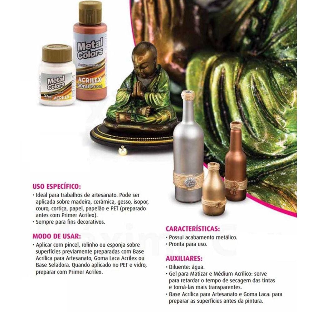 Tinta Acrílica Metal Colors Dourado Ouro 532 Acrilex 60Ml