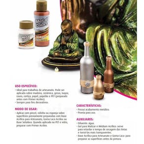 Tinta Acrílica Metal Colors Dourado Ouro 532 Acrilex 60Ml