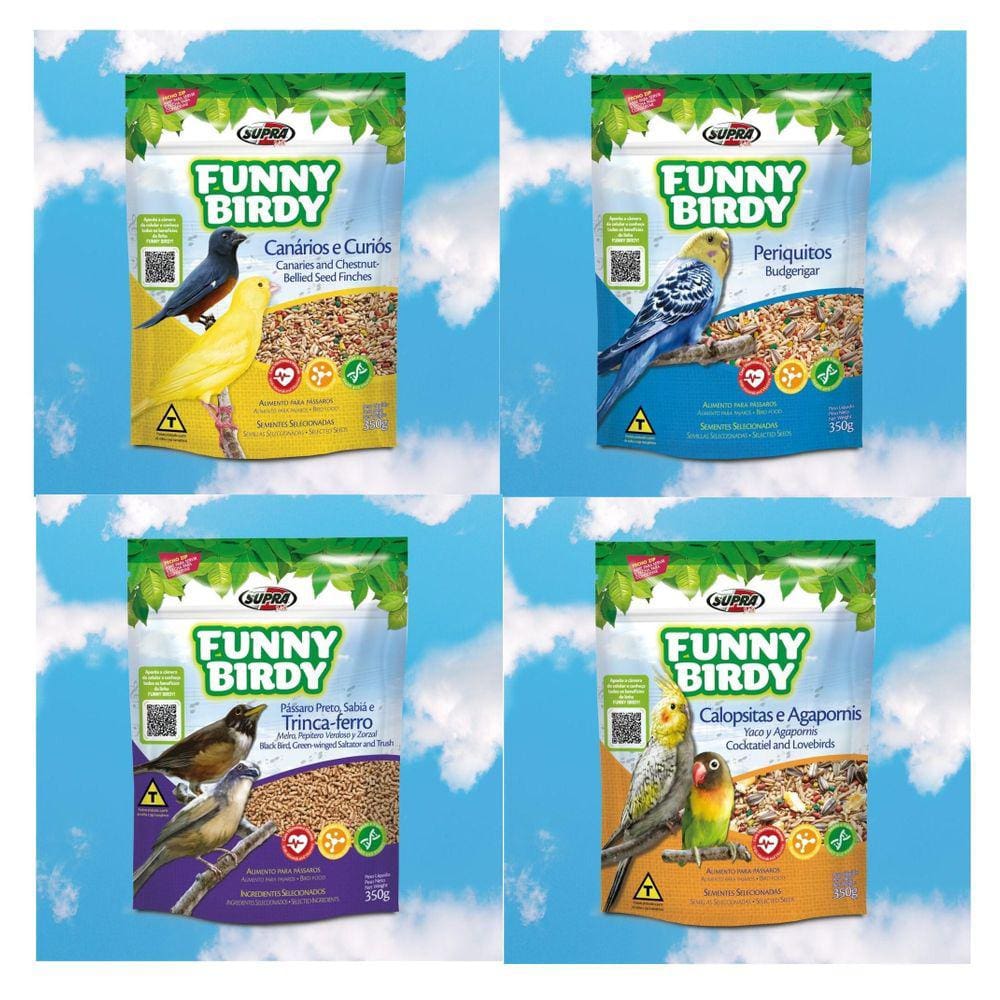 Ração Para Passaros Calopsitas E Agapornis Funny Birdy 350G