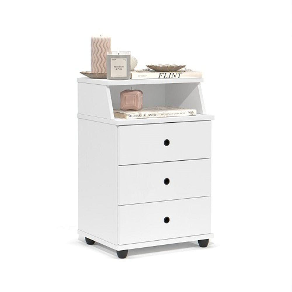 Mesa De Cabeceira Luxo New Branco - EJ Móveis