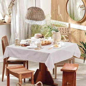 Toalha Para Mesa Quadrada Tecido Oxford Branco 1,45X1,45M
