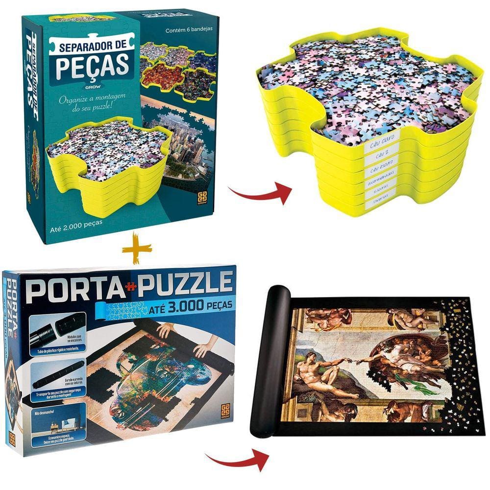 Porta Puzzle + Separador De Peças Para Quebra-Cabeça Grow