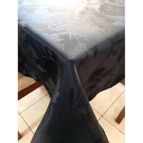 Toalha De Mesa Retangular Tecido Jacquard Preto 1,40X2,50
