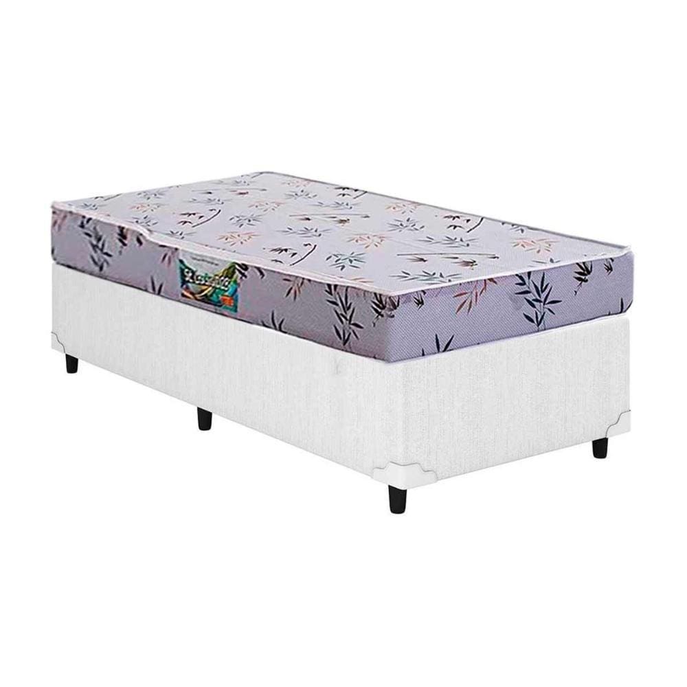 Cama Box Solteiro: Colchão Espuma Herval D28 St. Louis + Base CRC Courano White(88x188)