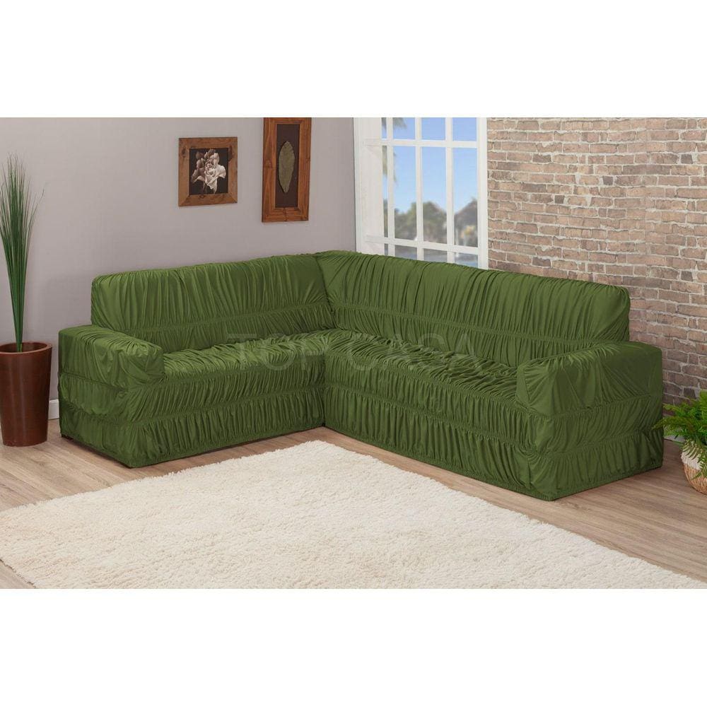 Capa De Sofa Canto De 9 Lugares Elasticada Malha Gel Verde