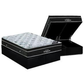 Cama Box Baú King: Colchão Molas Ortobom Nanolastic Exclusive + Base Courano Black(186x198)