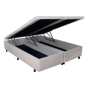 Base Box Baú King 193x203x42cm em Courino com Pistão a Gás Areia