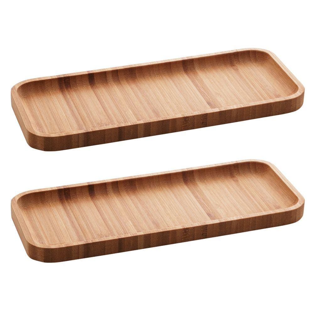 Kit 2 Petisqueiras Bandeja Retangular De Bambu Hire Lyor 28 x 11 cm