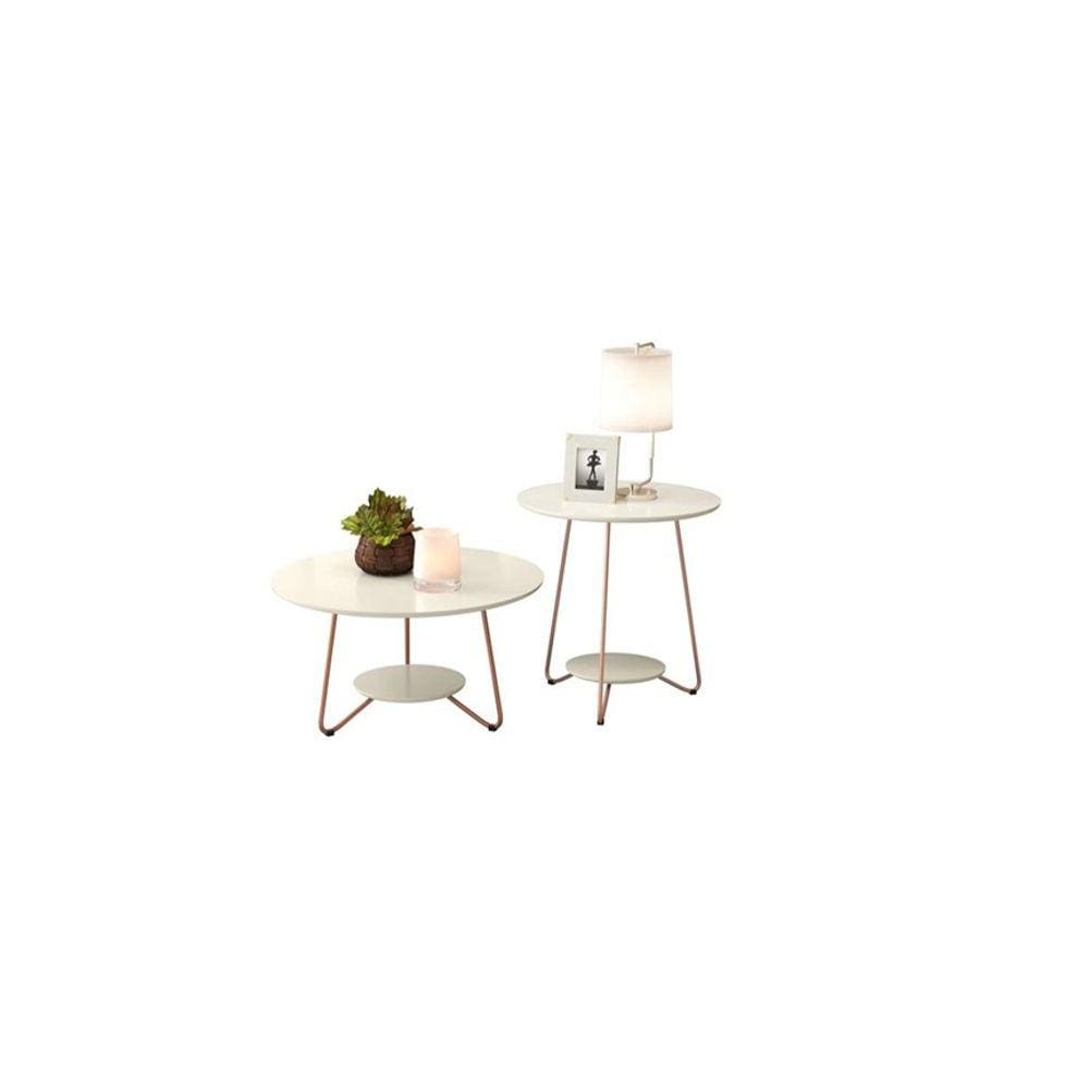 Conjunto Mesa De Centro E Apoio Liz Off White – EJ Móveis