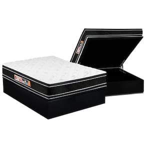 Cama Box Baú Casal: Colchão Espuma D33 Castor Black e White Double Face + Base CRC Suede Black(138x188)