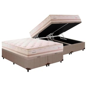 Cama Box Baú King: Colchão Molas Herval Maxspring England + Base CRC Courano Clean(193x203)