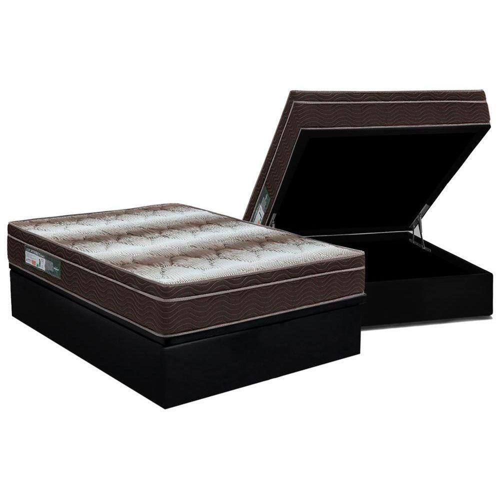 Cama Box Baú Casal: Colchão Ortopédico Ortobom Light + Base CRC Suede Black(138x188)