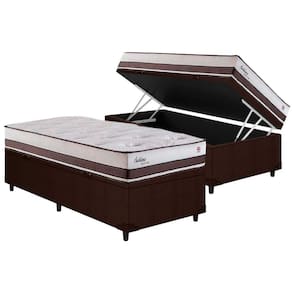 Cama Box Baú Solteiro: Colchão Molas Herval Maxspring Sublime + Base CRC Courano Brown(88x188)