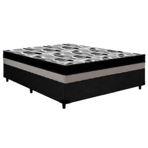 Cama Box Casal: Colchão Anatômico Ortobom D33/EP  ISO 100 Double Face + Base CRC Courano Black(138x188x20)