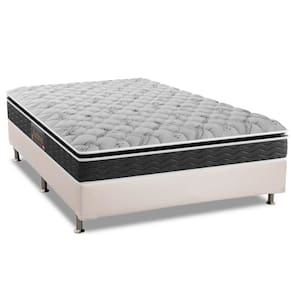 Cama Box Casal: Colchão Espuma Pelmex D28 Active Premium + Base CRC Courano White(138x188)