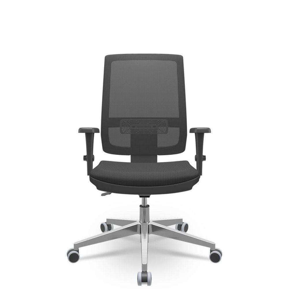 Cadeira Brizza Tela 3D Backplax Aluminio - Aero Preto