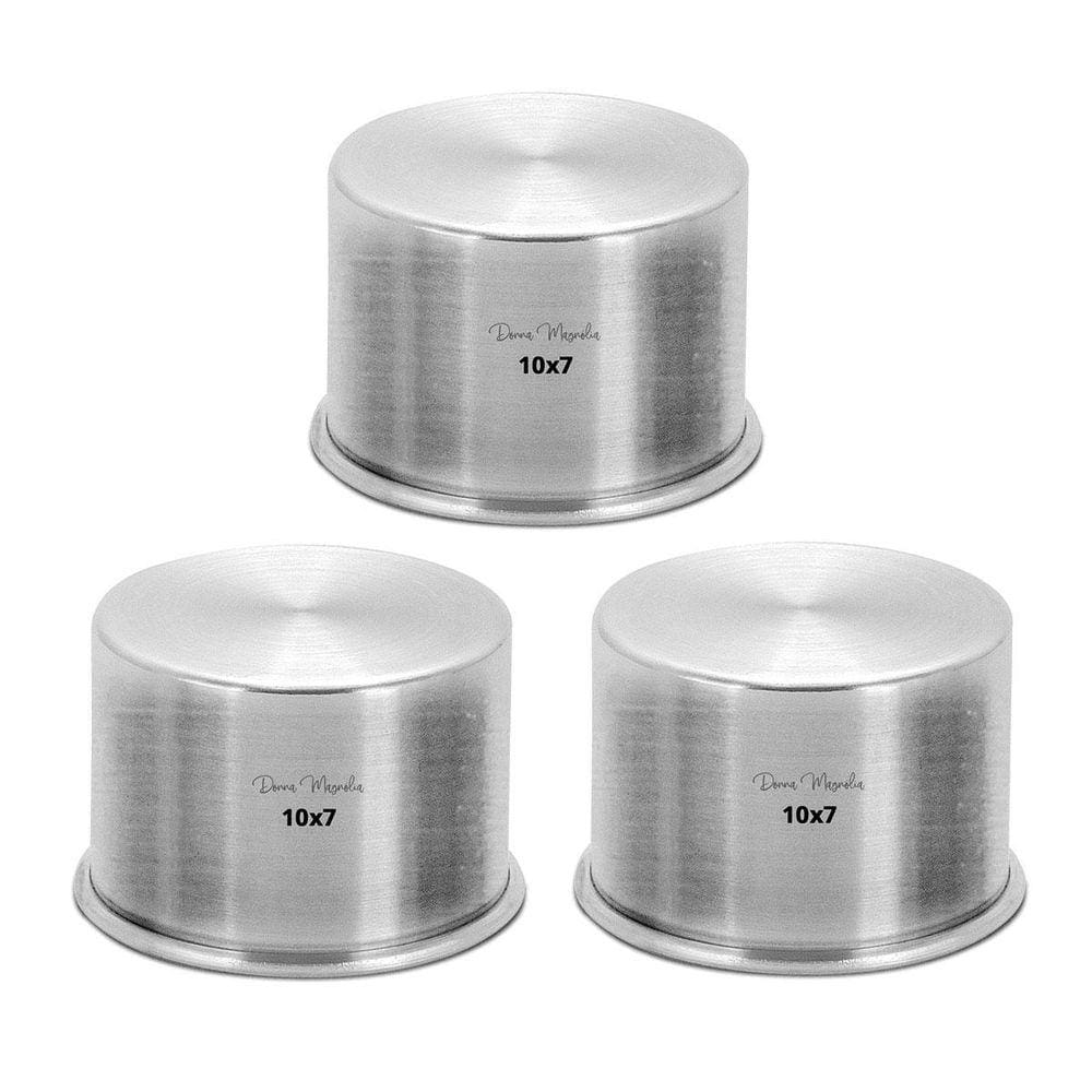 Kit 3 Tres Forma Assadeira Bolo Redonda 10 X 7 Alumínio H64