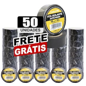 Kit 50 Rolos Pç Fita Isolante 10 Metros Preta