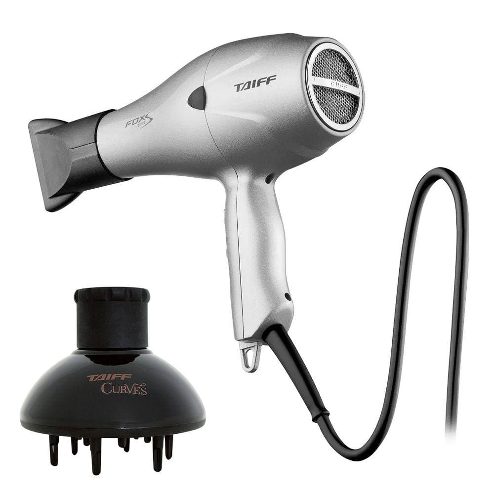 Kit Taiff - Secador Profissional Fox Ion S Prata 2100W 127V + Difusor De Ar Curves