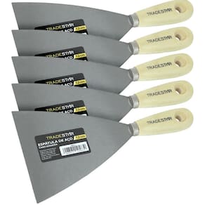 Kit 5 Espátula 12Cm Aço Gesso Massa Corrida Multiuso Drywal