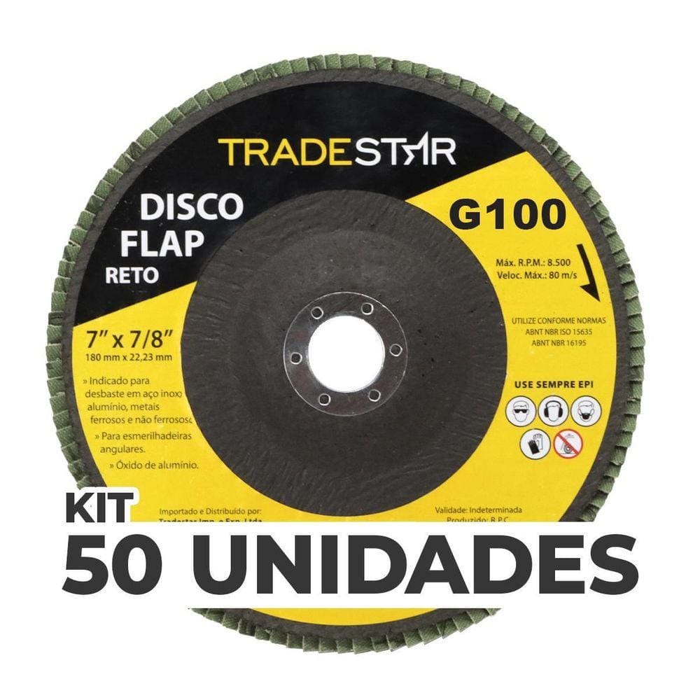 Kit Com 50 Disco Flap Reto 7 180Mm Fds180-100Fc Z100